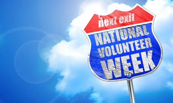 全国志愿者周，3d 渲染，街头的蓝色标志 — 图库照片