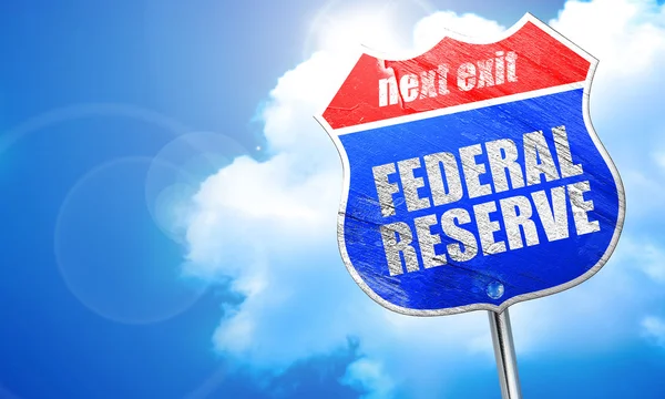 Reserva federal, representación 3D, letrero de calle azul — Foto de Stock