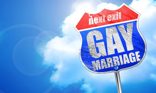 Mariage gay, rendu 3D, enseigne bleue — Photo