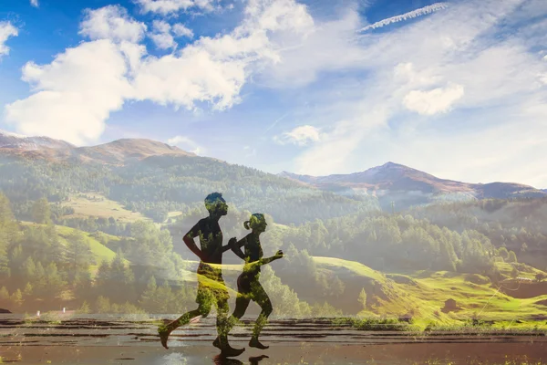 Twee mensen joggen — Stockfoto