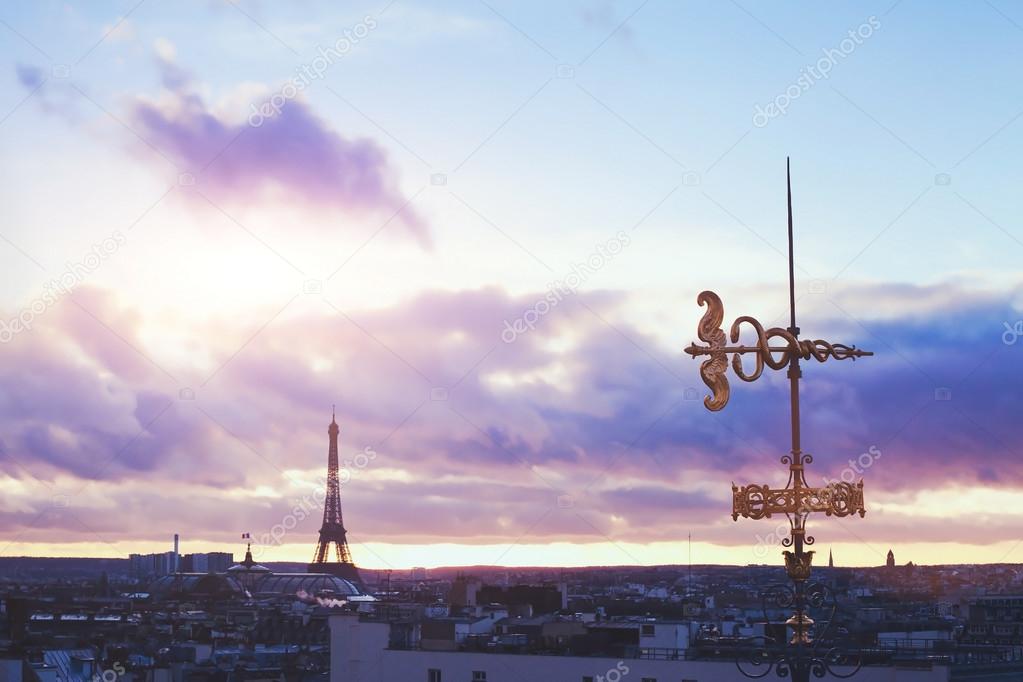 Beautiful sunset over Paris