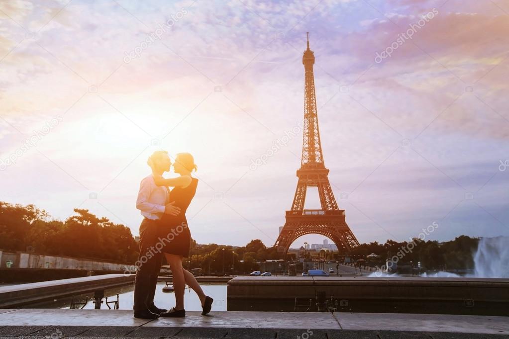 loving couple in Paris
