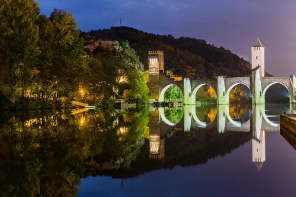 Valentre brug bij zonsondergang Stockfoto