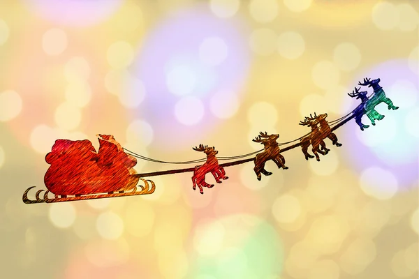 Greeting card Santa Claus sleight — Stock Photo, Image