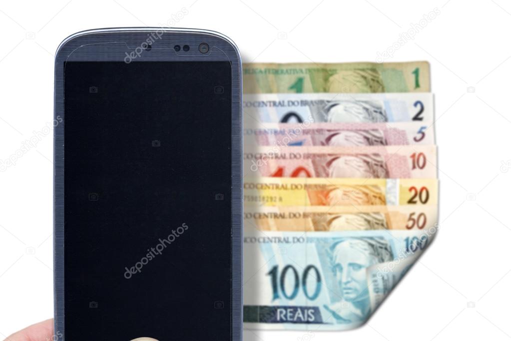 Smartphone and Brazilian bills - Front