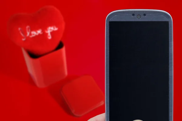 Messaggio di San Valentino - Smartphone blu — Foto Stock