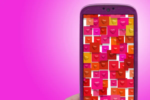 Corazones Smartphone — Foto de Stock