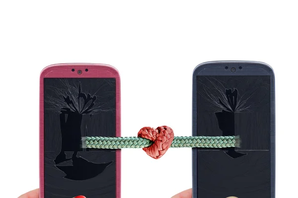 Smartphone tied love — Stock Photo, Image