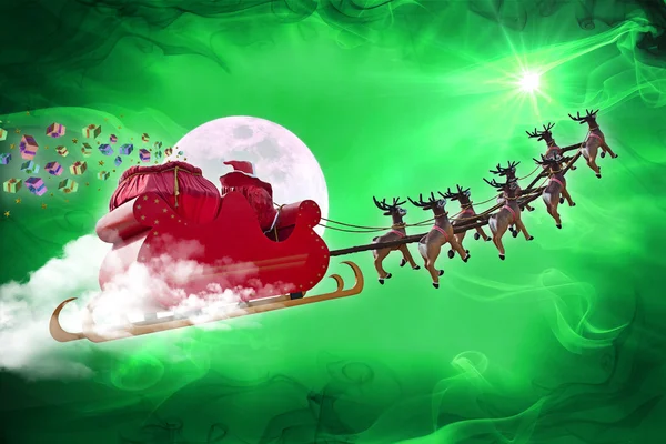 Jultomten levererar presenter — Stockfoto
