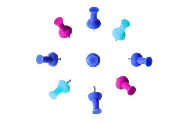 Colorful pushpins isolatd — Stock Photo, Image