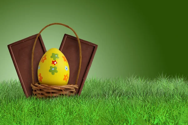 Barras de chocolate de Pascua y cesta —  Fotos de Stock