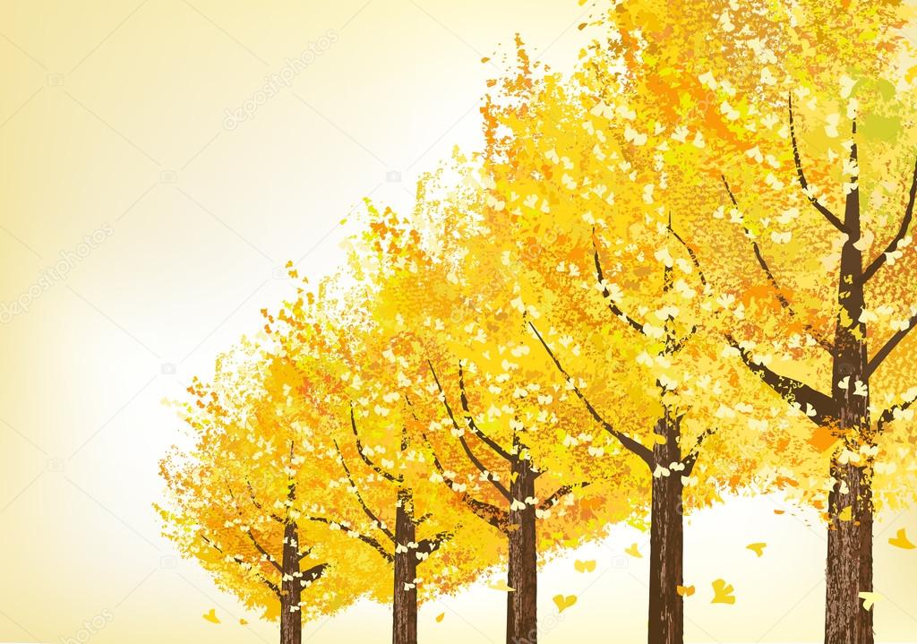 Golden trees in late autumn