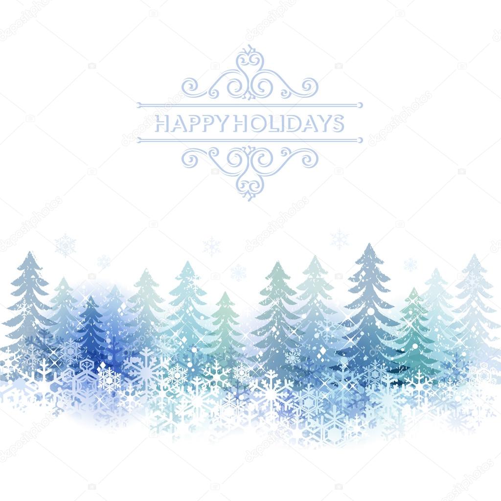 Holiday background with snow scenery