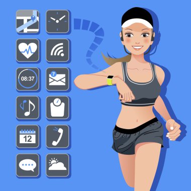 Akıllı izle concept - spor ve simgeler
