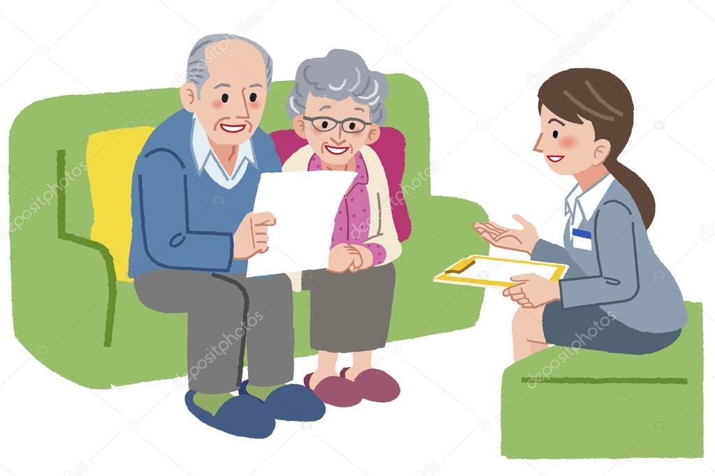 Elderly couple meeting with Geriatric care manager 