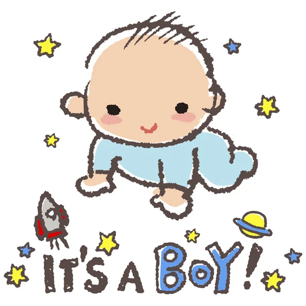 O conceito do chá de bebé é um rapaz. ! —  Vetores de Stock