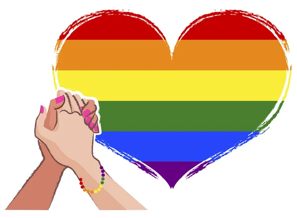 Lesbianas de la mano - concepto LGBT — Vector de stock