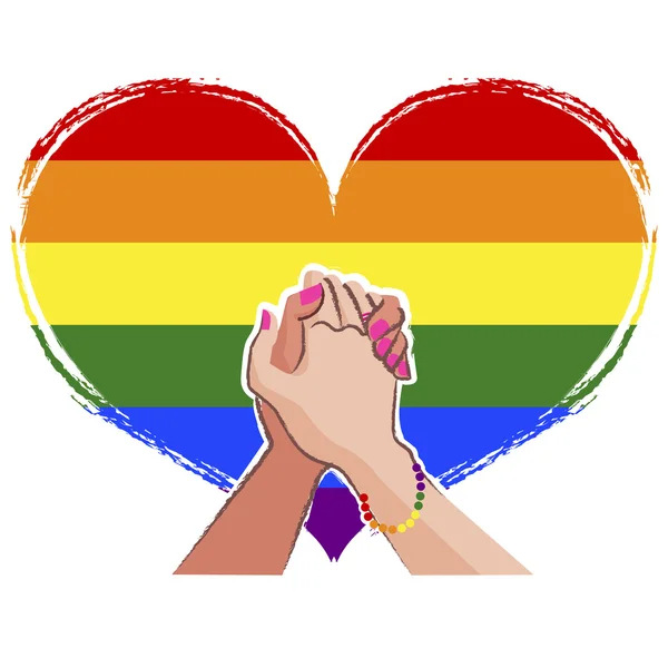 Lesbian hand in hand - ЛГБТ-концепция — стоковый вектор