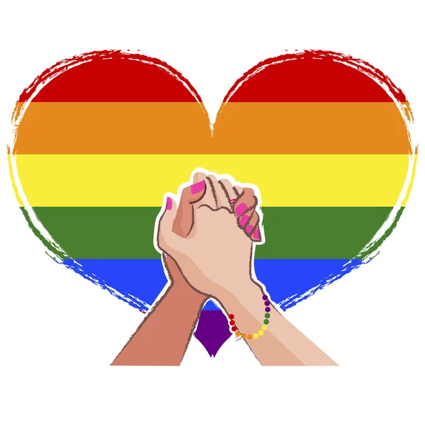 Lesbianas de la mano - concepto LGBT — Vector de stock