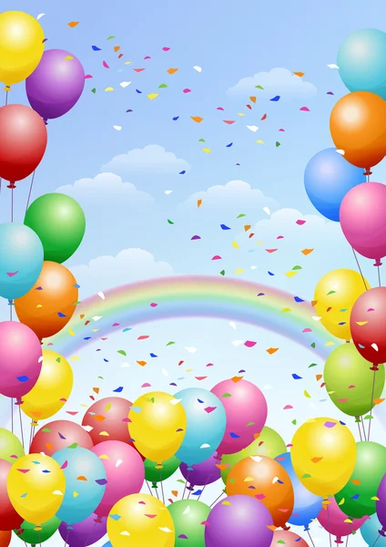 Festival background with balloons and rainbow — Stock Vector