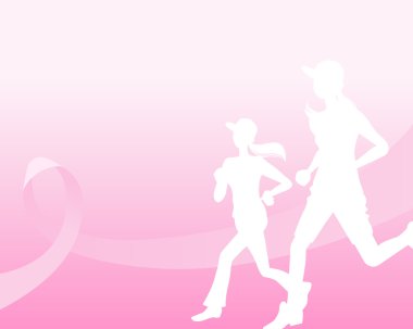 Pembe kurdele kavramı ile çalışan kadın siluet