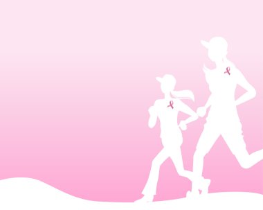 Pembe kurdele kavramı - kadın siluet hill ve t ile çalışan
