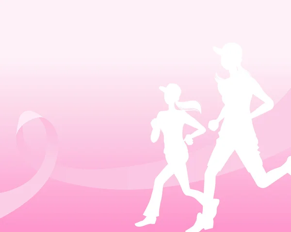 Concepto de cinta rosa con silueta de mujer corriendo — Vector de stock