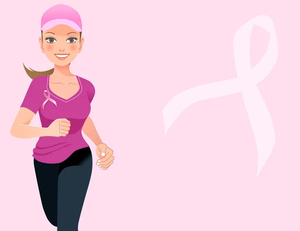 Ruban rose concept avec running femme — Image vectorielle