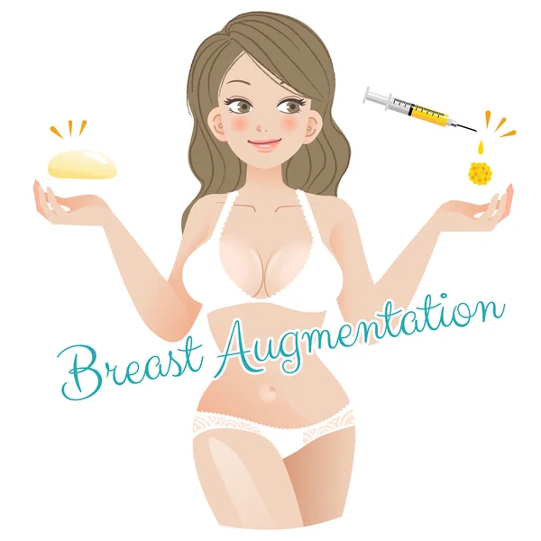 Curvy Femme Augmentation mammaire Concept — Image vectorielle