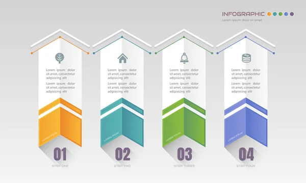 Modello Progettazione Infografica Con Icone Aziendali Diagramma Processo Illustrazione Vettoriale — Vettoriale Stock