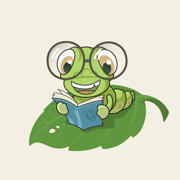 Cartoon bookworm — Stockvector