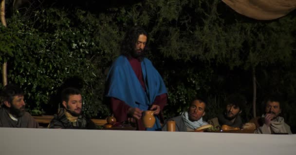 Last Supper Eucharist sharing wine — Stock Video