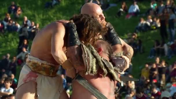 Gladiador escravo luta morte — Vídeo de Stock