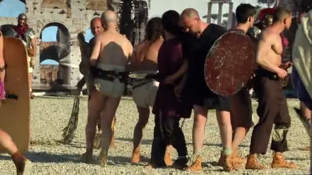 Gladiator slave prisoner fight — Stockvideo