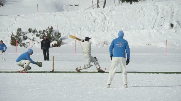 Cricket sur glace frappant au ralenti — Video