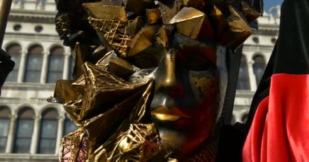Hermosas máscaras en la Plaza de San Marcos durante el Carnaval de Venecia el 16 de febrero de 2015 en Venecia, Italia — Vídeos de Stock