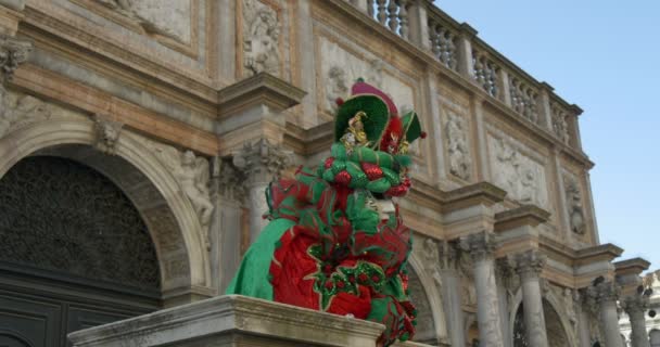 Eine Person im venezianischen Kostüm während des venezianischen Karnevals am 16. Februar 2015 in Venedig, Italien — Stockvideo