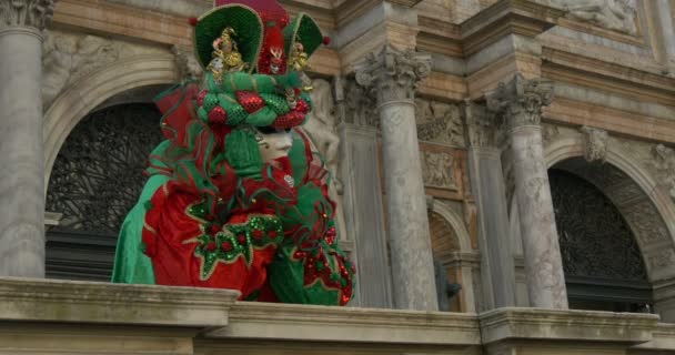 Человек в венецианском костюме во время Венецианского карнавала 16 февраля 2015 года в Венеции, Италия — стоковое видео