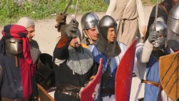 Ejército medieval de cerca — Vídeos de Stock