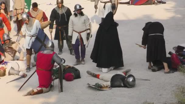 Ejército medieval de cerca — Vídeo de stock