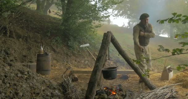 Egy brit katona, során a második világháború reenactment — Stock videók