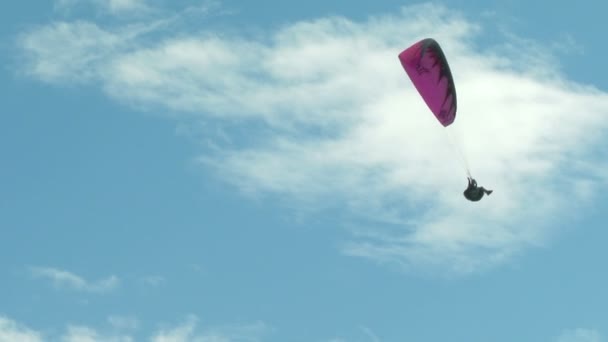 Paraglidisty provádění manévrů během Acroaria, legendární akrobatické paragliding mistrovství světa ve fotbale — Stock video