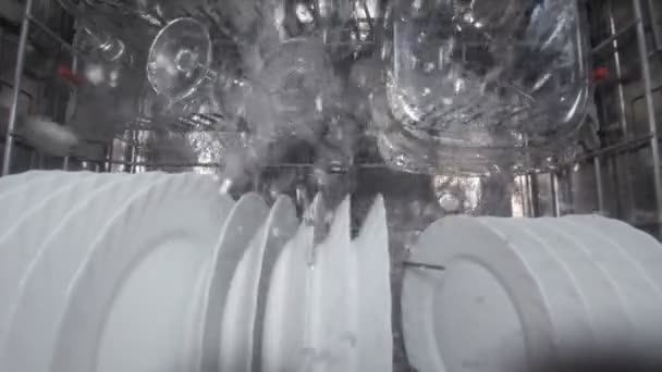 Dishwasher Dish Glasses Wash — Stock Video