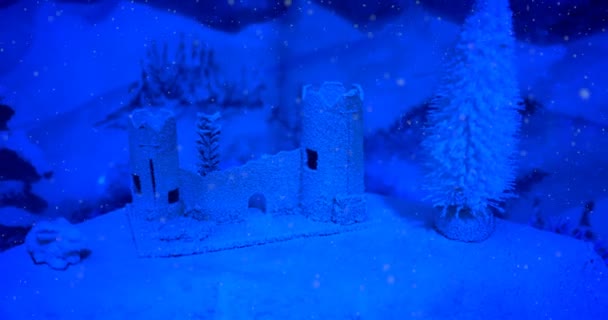 Natale presepe paesaggio neve — Video Stock