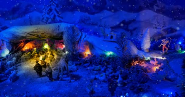 Natale presepe vista dall'alto Neve — Video Stock