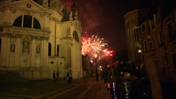 Redentore fyrverkeri i Venedig — Stockvideo