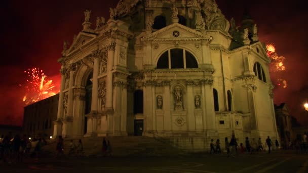 Redentore feuerwerk in venedig — Stockvideo