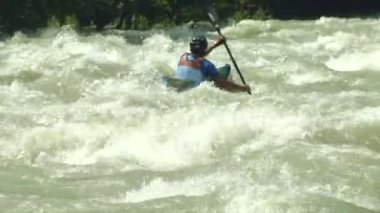 wildwater canoeing man slow motion