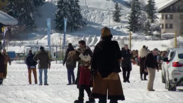 El Campeonato Europeo de Caza de Caballo en el Turfin Blanco Sankt Moritz — Vídeos de Stock