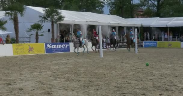 Polo players after a match at the Hublot Polo Cup on July 17, 2015 in Ascona, Switzerland. — Stock Video